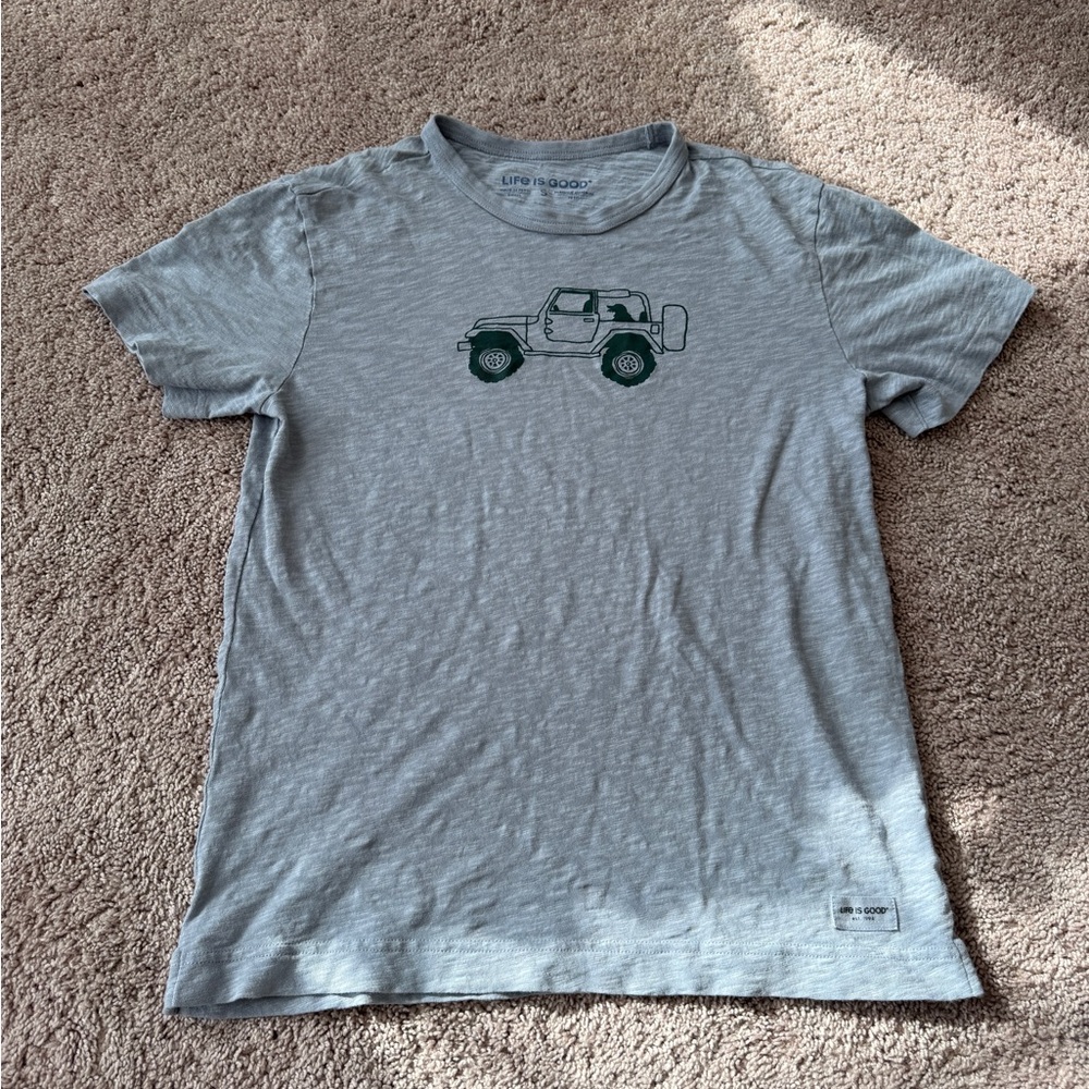 Life is Good Men's Favorite Passenger dog Jeep Textured Slub Tee 100% cotton